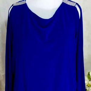 MSK cold shoulder sequin top